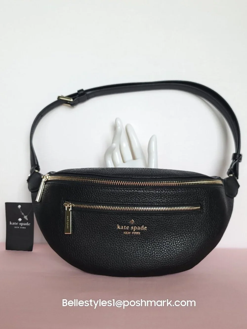 KATE SPADE Leila BELT Bag in Pebbled Leather – Black color⭐ - Picture 2 of 15